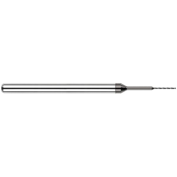 Harvey Tool Miniature Drill 0.0145" Drill DIAx0.2700" Flute L Carbide Drill, 2 Flutes, Amorphous Diamond Coated 20145-C4